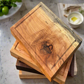 Spalted Maple Square Cutting Board with Juice Grooves and Built-In Handle